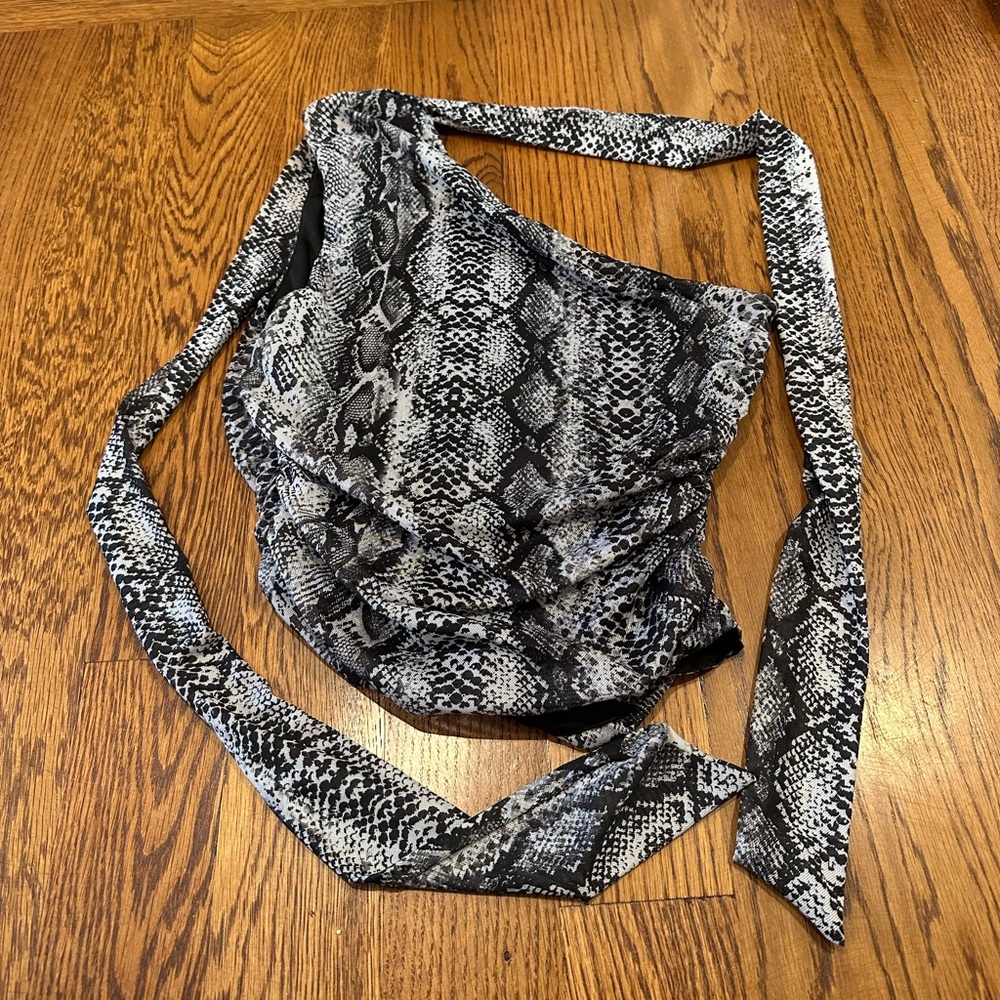 Reptile/Snake Print One Shoulder Top